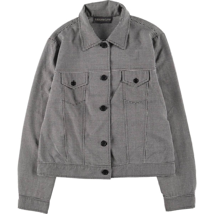 MELANIE LYNE Gingham Check Jacket, Made in Canada, Women's Size M polyester white type Vintage Second Hand