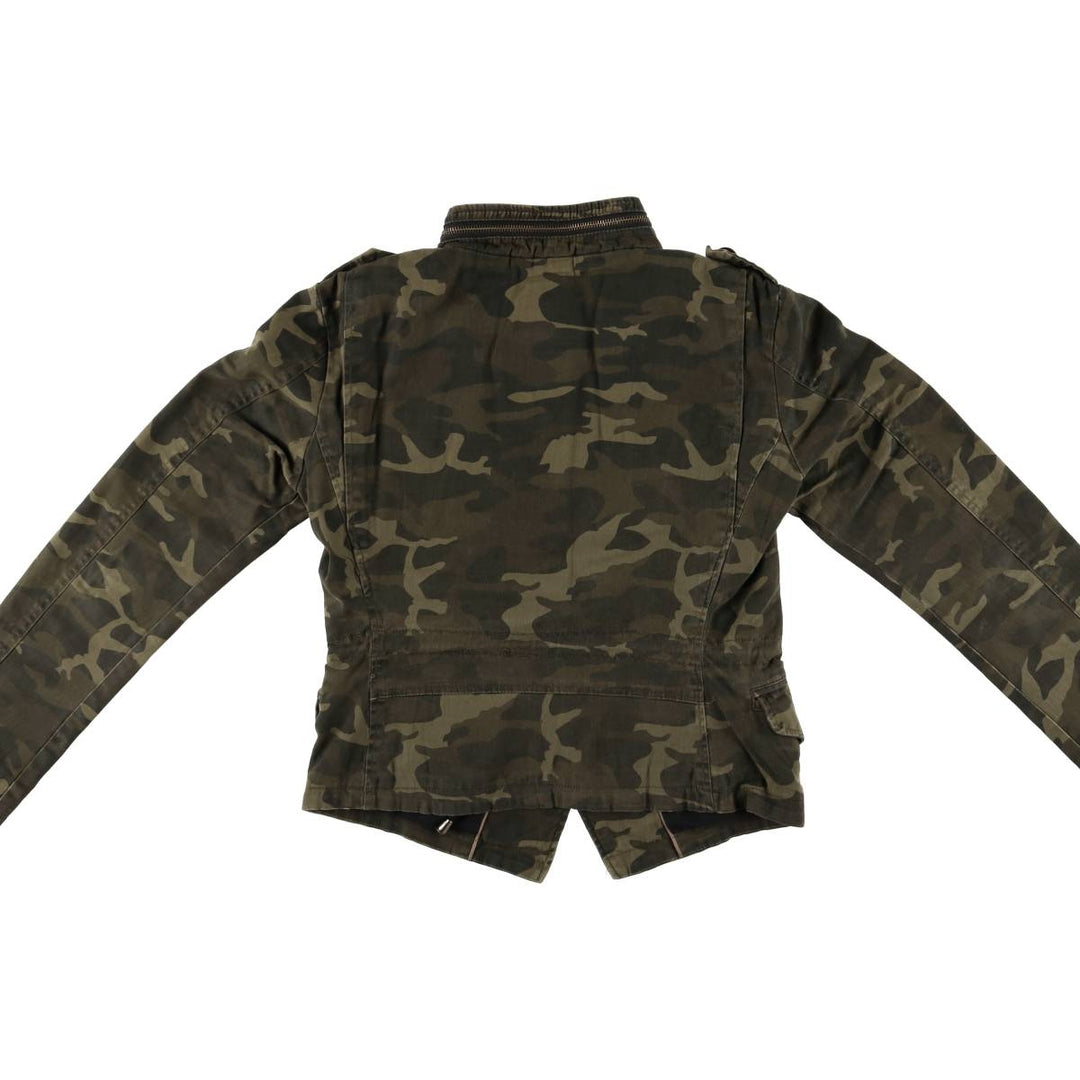 Pink Envelove Camouflage Pattern Cotton Jacket, Women's Size Small cotton Khaki type Vintage Second Hand