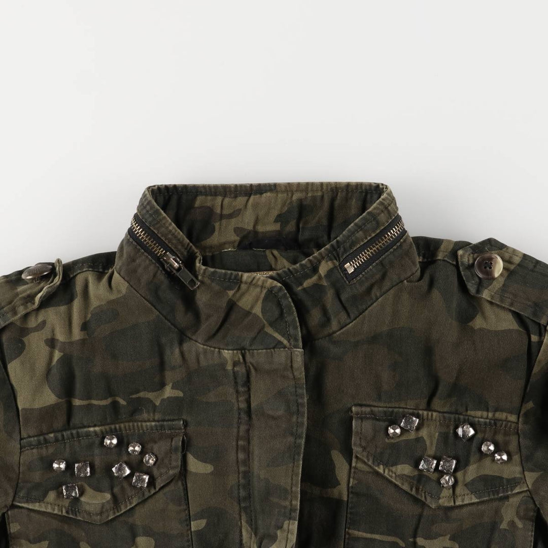 Pink Envelove Camouflage Pattern Cotton Jacket, Women's Size Small cotton Khaki type Vintage Second Hand
