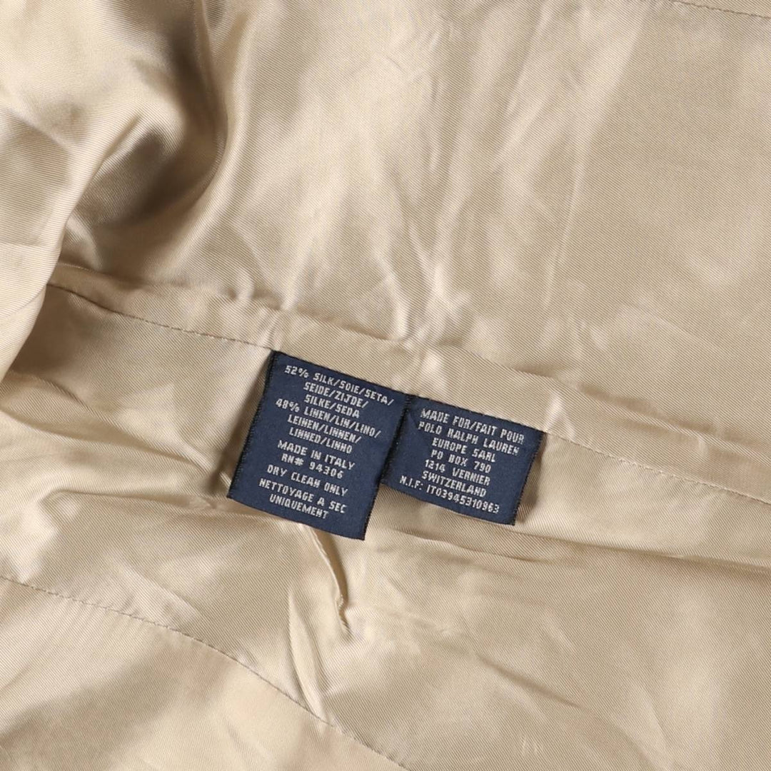 Ralph Lauren Herringbone Silk Tailored Jacket, Made in Italy, Women's Size Small silk beige type brown Vintage Second Hand