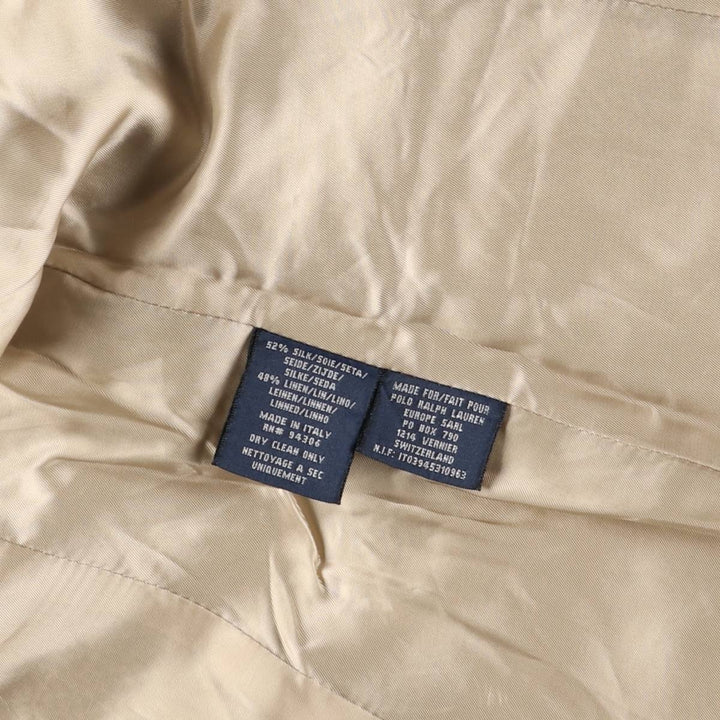 Ralph Lauren Herringbone Silk Tailored Jacket, Made in Italy, Women's Size Small silk beige type brown Vintage Second Hand