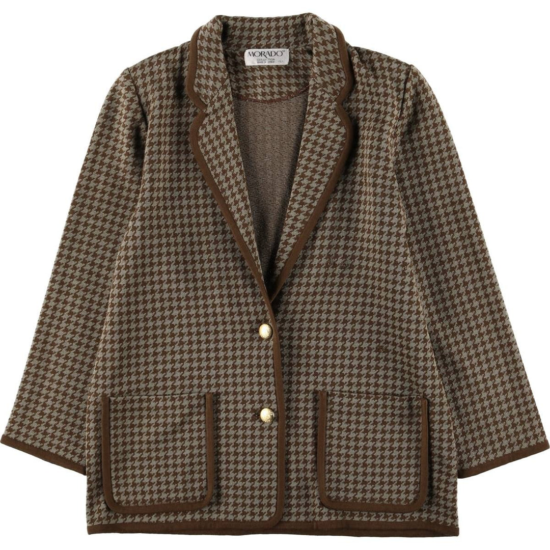 MORADO Houndstooth Pattern Wool Tailored Jacket, Women's Size L wool brown type Vintage Second Hand
