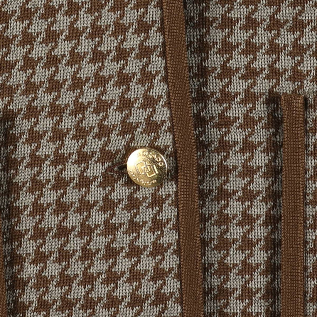 MORADO Houndstooth Pattern Wool Tailored Jacket, Women's Size L wool brown type Vintage Second Hand