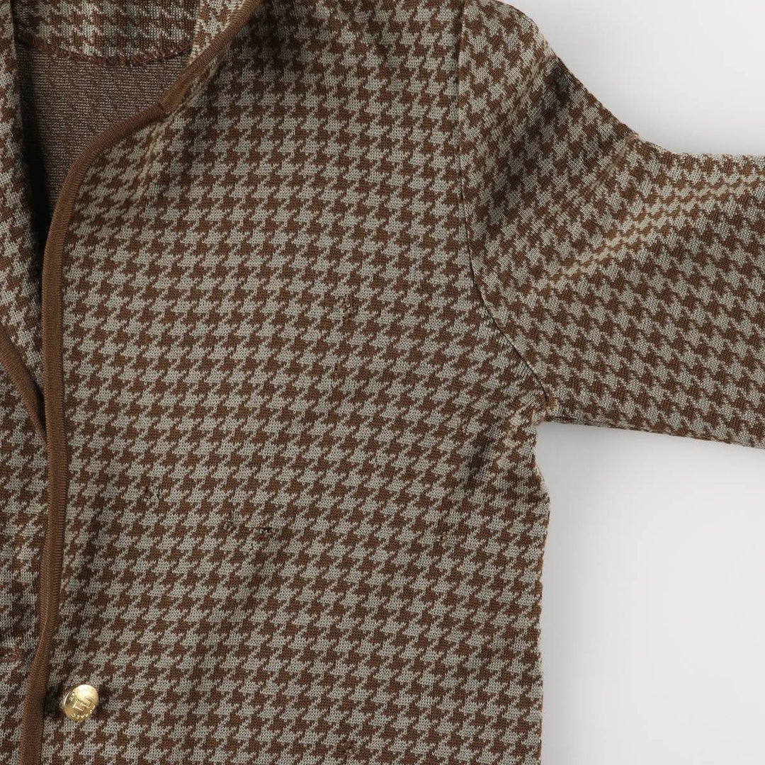 MORADO Houndstooth Pattern Wool Tailored Jacket, Women's Size L wool brown type Vintage Second Hand
