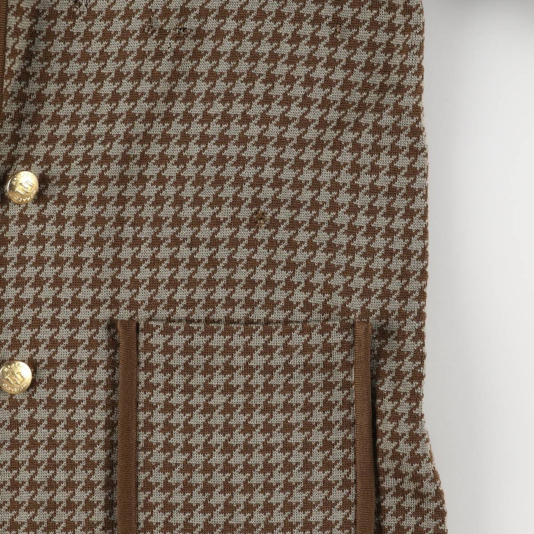 MORADO Houndstooth Pattern Wool Tailored Jacket, Women's Size L wool brown type Vintage Second Hand