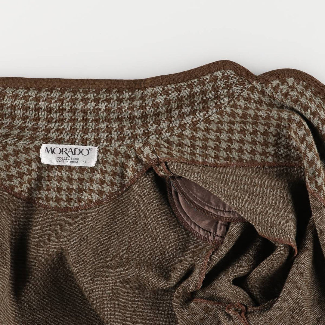 MORADO Houndstooth Pattern Wool Tailored Jacket, Women's Size L wool brown type Vintage Second Hand