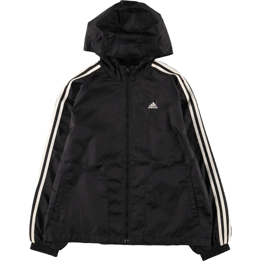 Adidas nylon hoodie, women's size L Nylon black type Vintage Second Hand