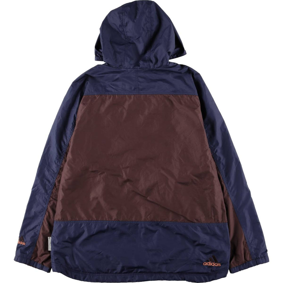 Vintage 90'S Adidas hooded windbreaker, men's size XL polyester bordeaux Vintage Second Hand