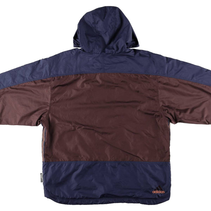 Vintage 90'S Adidas hooded windbreaker, men's size XL polyester bordeaux Vintage Second Hand