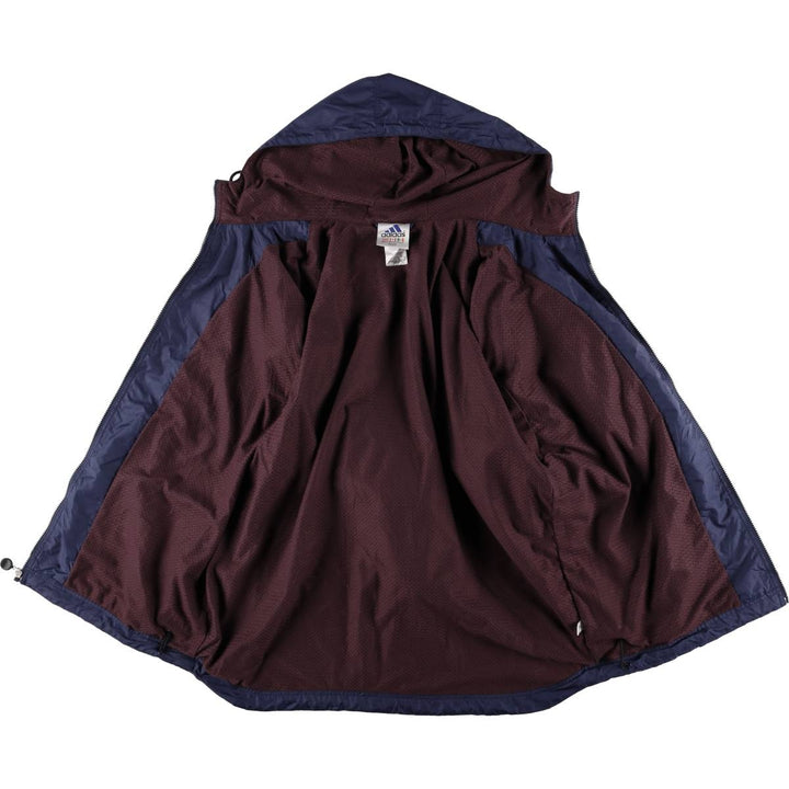 Vintage 90'S Adidas hooded windbreaker, men's size XL polyester bordeaux Vintage Second Hand