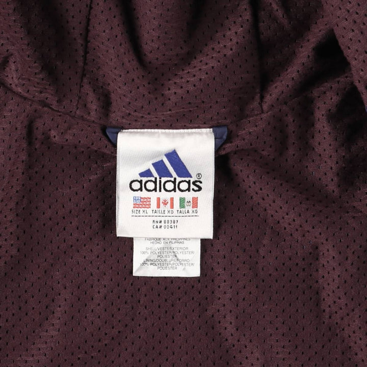 Vintage 90'S Adidas hooded windbreaker, men's size XL polyester bordeaux Vintage Second Hand
