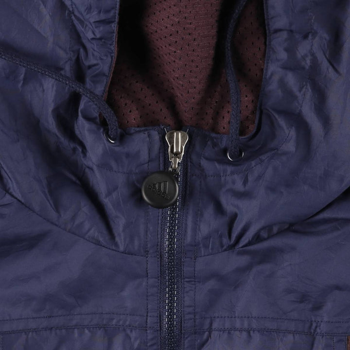 Vintage 90'S Adidas hooded windbreaker, men's size XL polyester bordeaux Vintage Second Hand