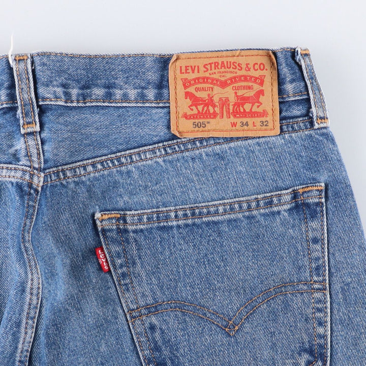 Levi's 505 tapered denim pants for men, equivalent to w35 unclear blue type Vintage Second Hand