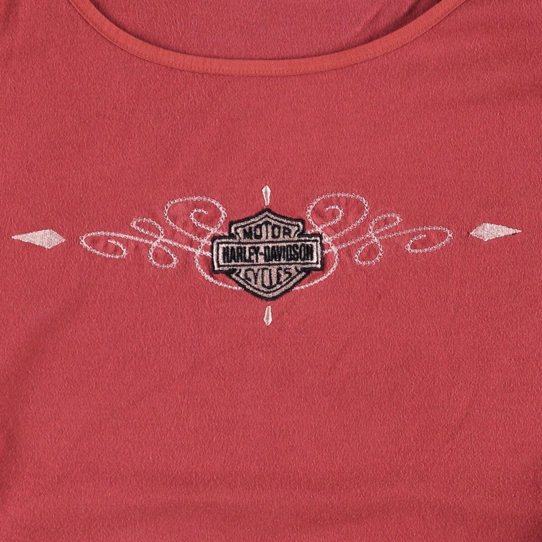 Harley-Davidson Motorcycle Long Sleeve T-Shirt, Made in USA, Women's Size L cotton burgundy type Vintage Second Hand