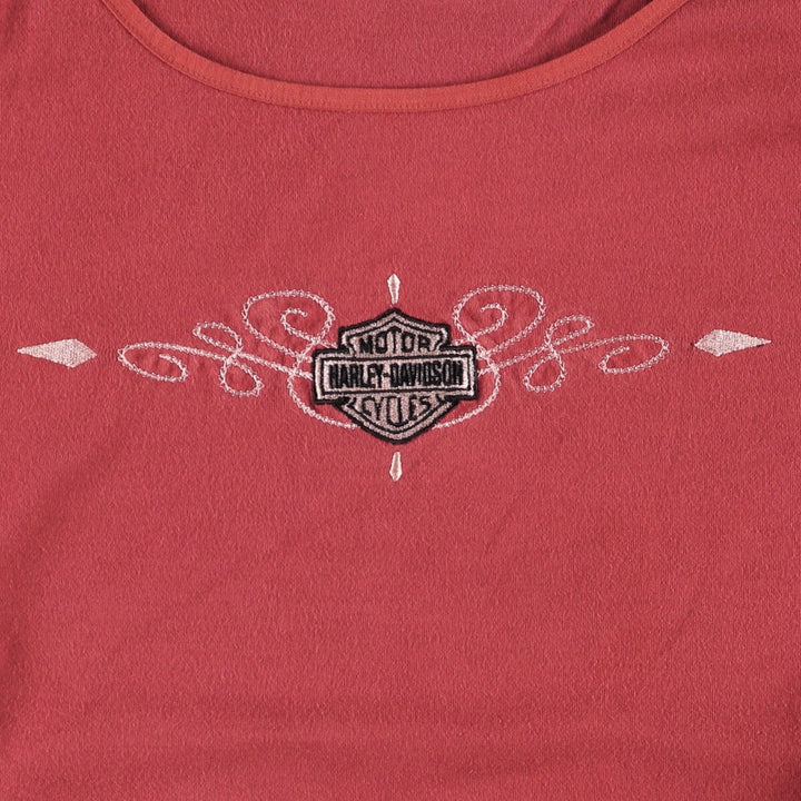 Harley-Davidson Motorcycle Long Sleeve T-Shirt, Made in USA, Women's Size L cotton burgundy type Vintage Second Hand