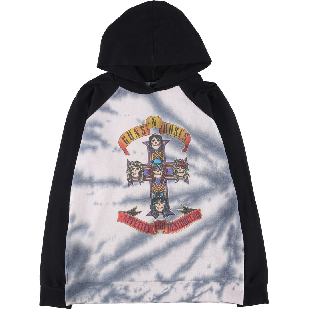 GUNS N' ROSES Tie-Dye Pattern Hooded Long Sleeve T-Shirt, Made in USA, Men's XL cotton black type Vintage Second Hand