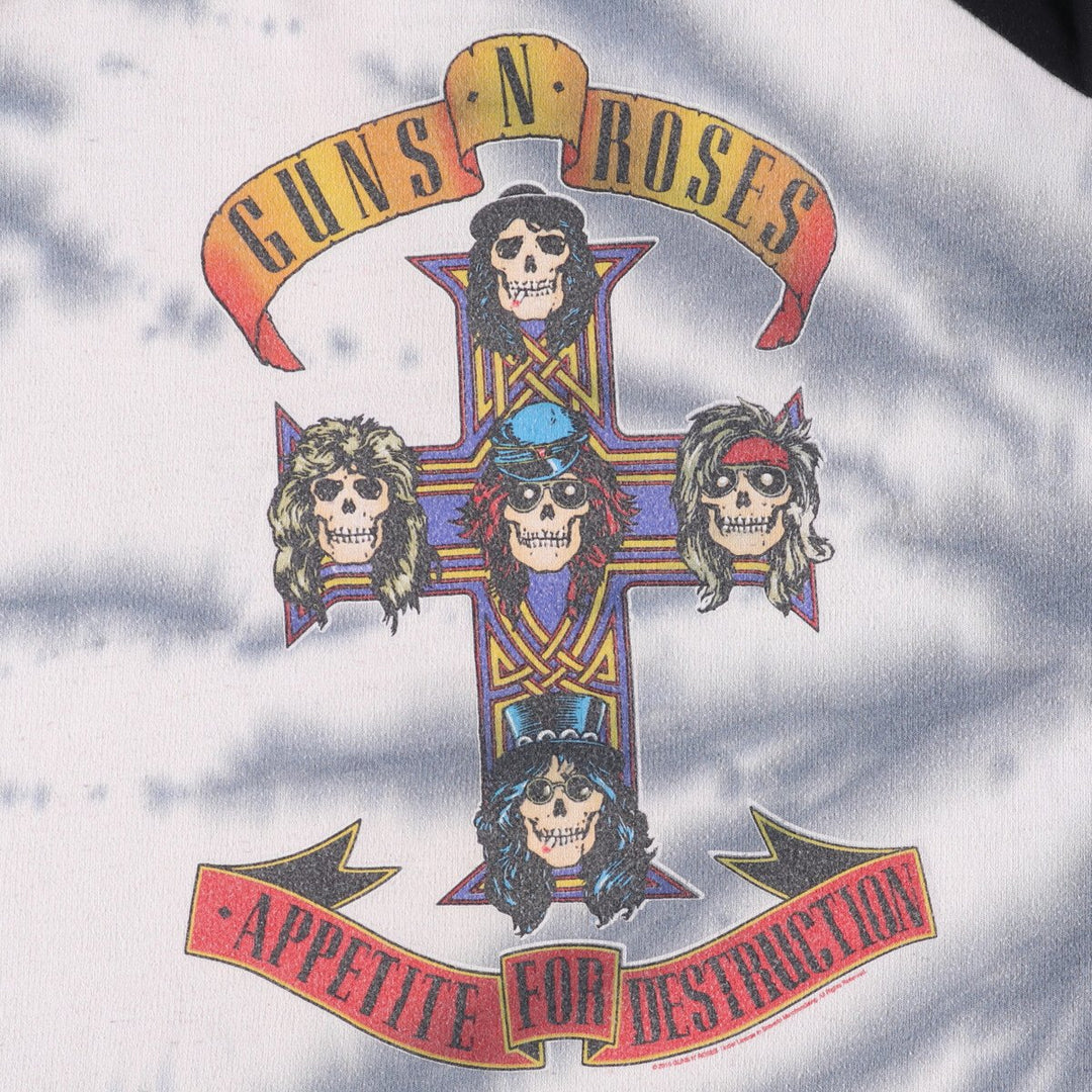 GUNS N' ROSES Tie-Dye Pattern Hooded Long Sleeve T-Shirt, Made in USA, Men's XL cotton black type Vintage Second Hand