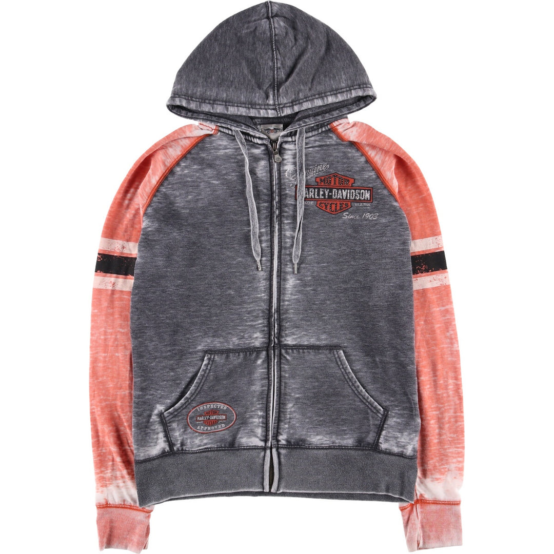 Harley-Davidson Rhinestone Full-Zip Hoodie, Women's, Size L cotton Charcoal Vintage Second Hand