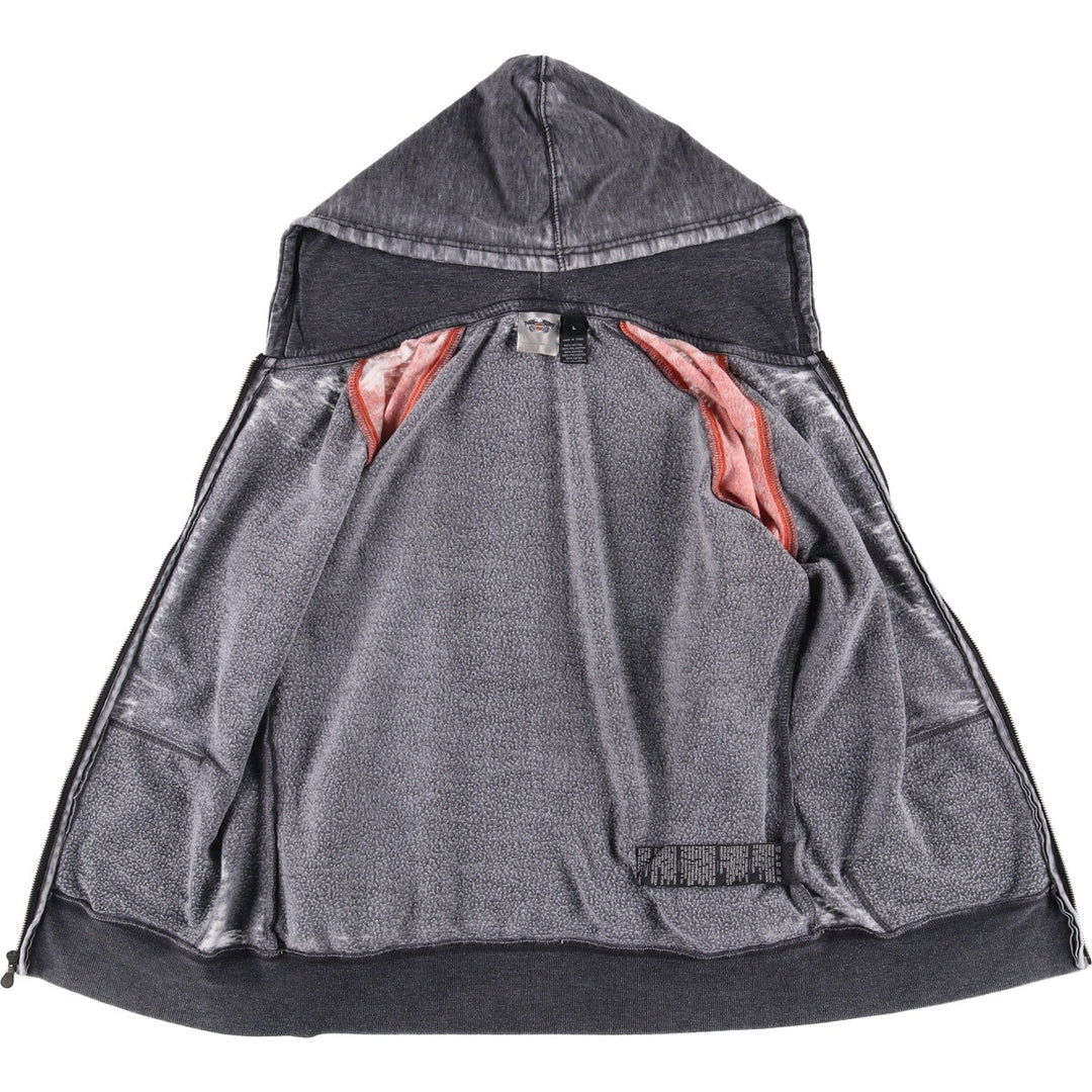 Harley-Davidson Rhinestone Full-Zip Hoodie, Women's, Size L cotton Charcoal Vintage Second Hand