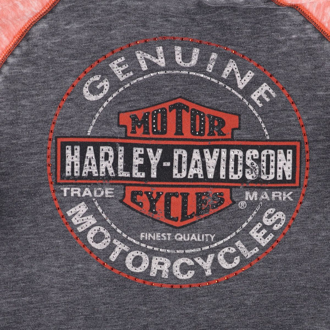Harley-Davidson Rhinestone Full-Zip Hoodie, Women's, Size L cotton Charcoal Vintage Second Hand