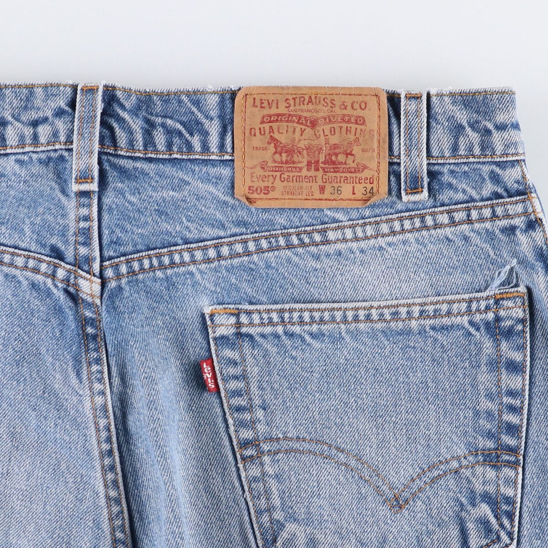 90'S Levi's 505 REGULAR FIT STRAIGHT LEG Tapered Denim Pants Made in USA Men's W36 Vintage cotton blue type Vintage Second Hand