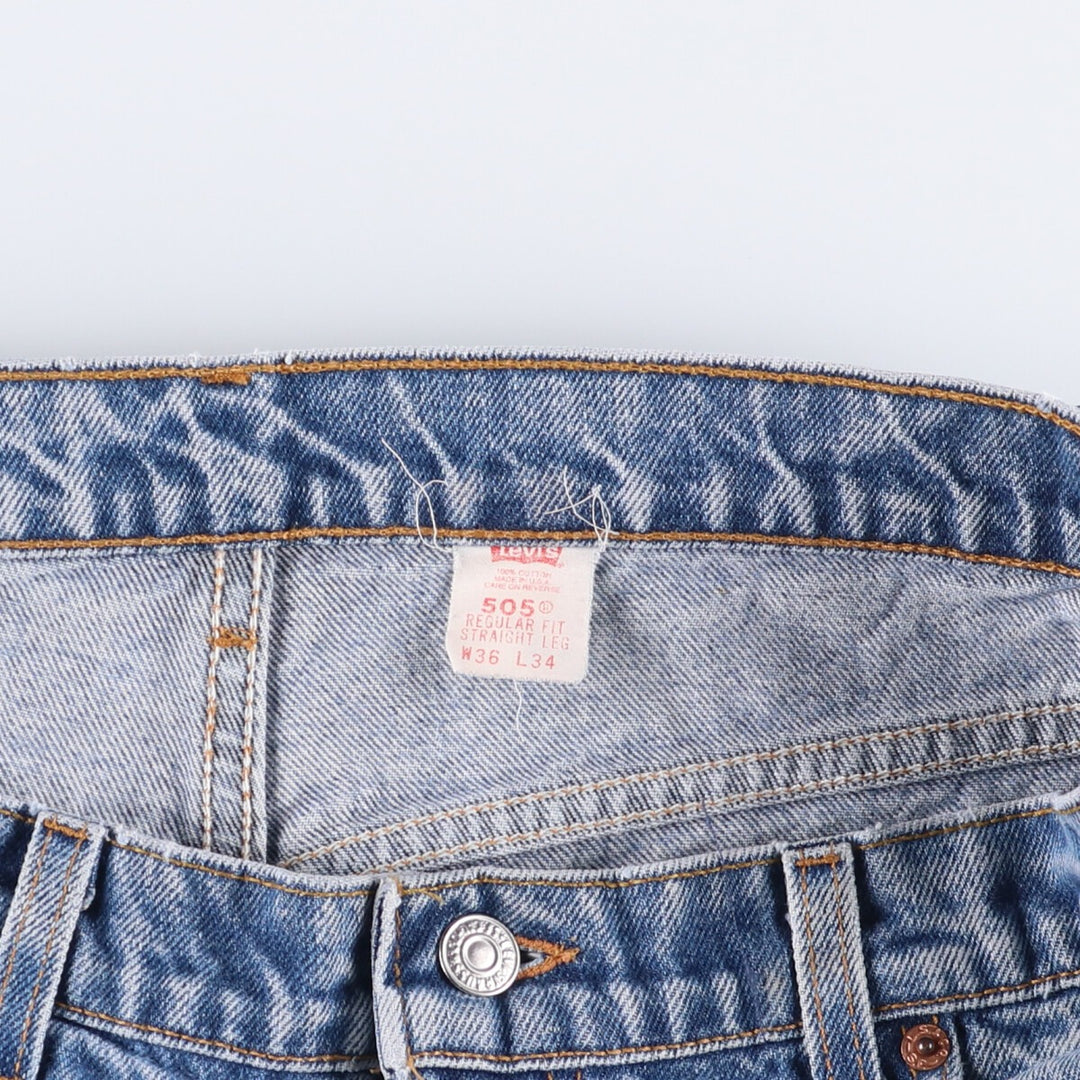 90'S Levi's 505 REGULAR FIT STRAIGHT LEG Tapered Denim Pants Made in USA Men's W36 Vintage cotton blue type Vintage Second Hand