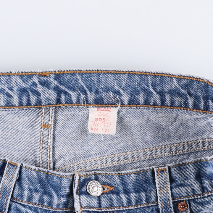 90'S Levi's 505 REGULAR FIT STRAIGHT LEG Tapered Denim Pants Made in USA Men's W36 Vintage cotton blue type Vintage Second Hand