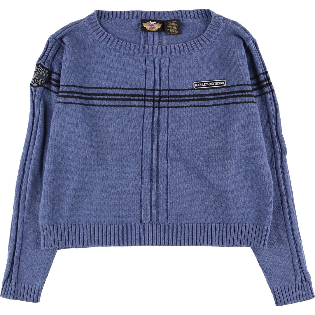 Harley-Davidson Ramie x Cotton Knit Sweater, Women's Size Medium Lamy blue type Vintage Second Hand