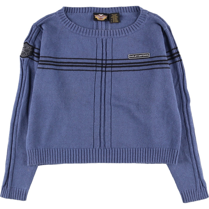 Harley-Davidson Ramie x Cotton Knit Sweater, Women's Size Medium Lamy blue type Vintage Second Hand