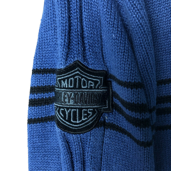 Harley-Davidson Ramie x Cotton Knit Sweater, Women's Size Medium Lamy blue type Vintage Second Hand