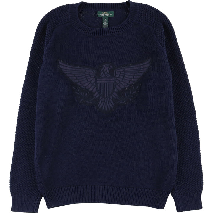 Ralph Lauren Jeans Co. cotton knit sweater, women's size M cotton navy blue type Vintage Second Hand