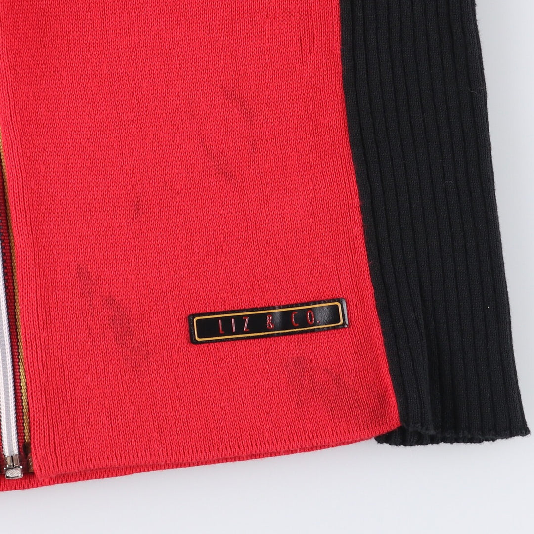 Liz Claiborne LIZ AND CO Full-Zip Knit Sweater, Women's Size Small cotton red type Vintage Second Hand