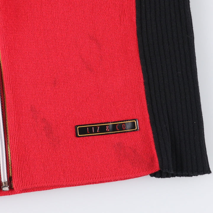 Liz Claiborne LIZ AND CO Full-Zip Knit Sweater, Women's Size Small cotton red type Vintage Second Hand