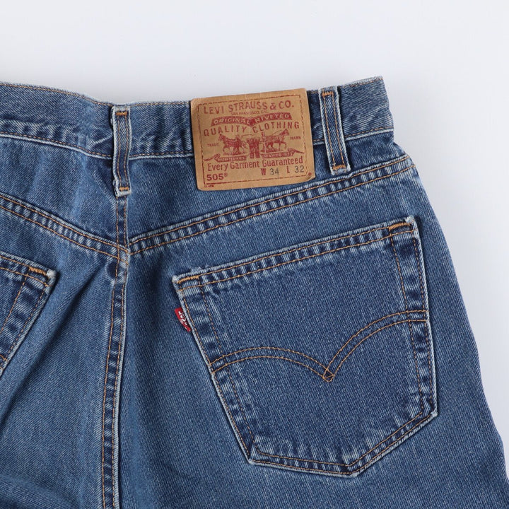00'S Levi's 505 REGULAR FIT STRAIGHT LEG tapered denim pants made in USA, men's size w34 cotton blue type Vintage Second Hand
