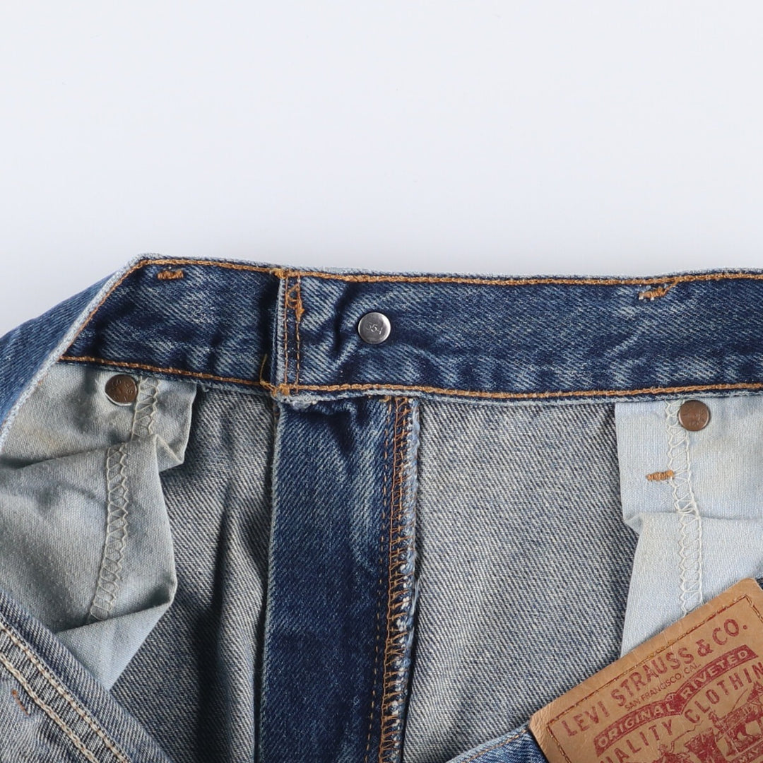 00'S Levi's 505 REGULAR FIT STRAIGHT LEG tapered denim pants made in USA, men's size w34 cotton blue type Vintage Second Hand