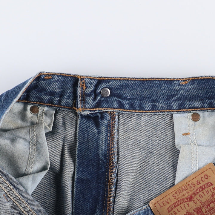 00'S Levi's 505 REGULAR FIT STRAIGHT LEG tapered denim pants made in USA, men's size w34 cotton blue type Vintage Second Hand