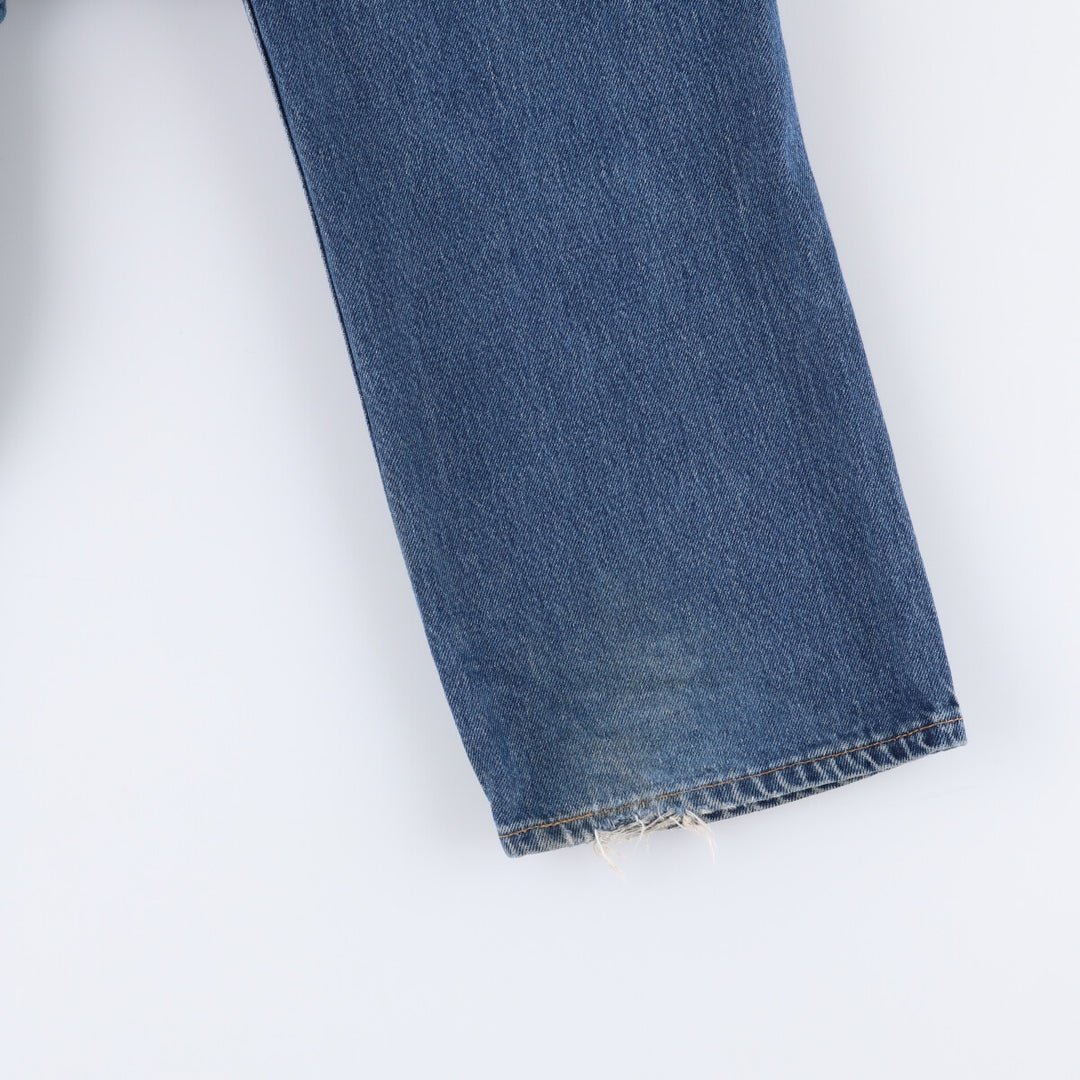 00'S Levi's 505 REGULAR FIT STRAIGHT LEG tapered denim pants made in USA, men's size w34 cotton blue type Vintage Second Hand