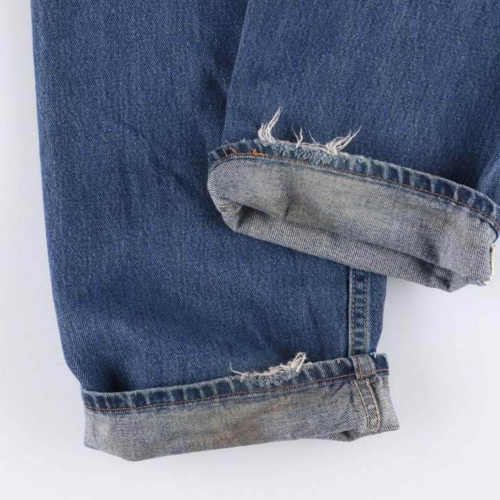00'S Levi's 505 REGULAR FIT STRAIGHT LEG tapered denim pants made in USA, men's size w34 cotton blue type Vintage Second Hand