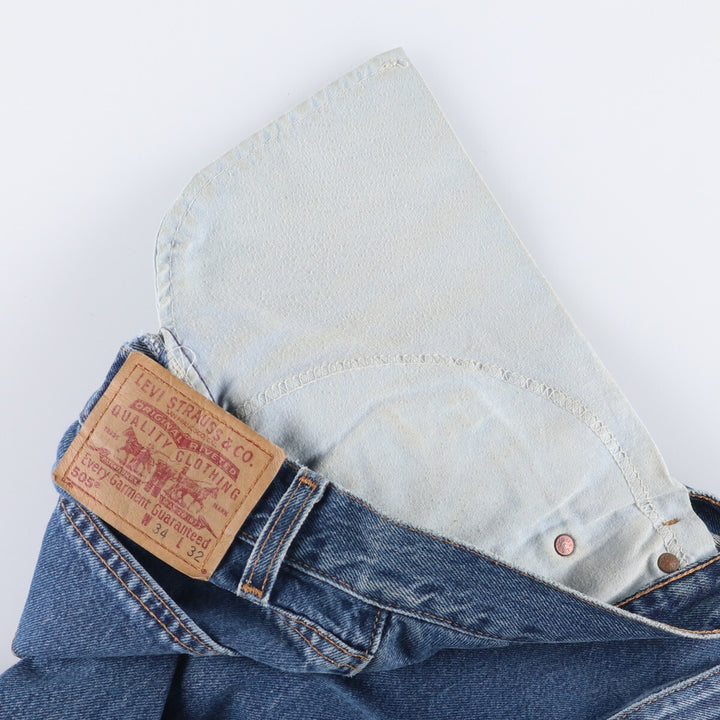 00'S Levi's 505 REGULAR FIT STRAIGHT LEG tapered denim pants made in USA, men's size w34 cotton blue type Vintage Second Hand