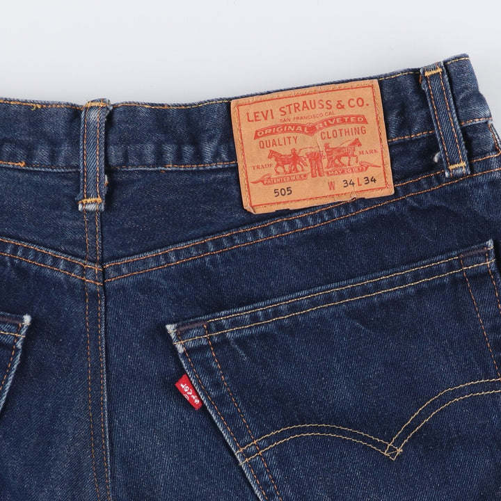 Levi's 505 tapered denim pants for men, size W34 cotton blue type Vintage Second Hand