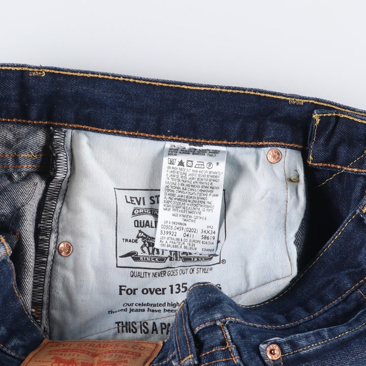 Levi's 505 tapered denim pants for men, size W34 cotton blue type Vintage Second Hand