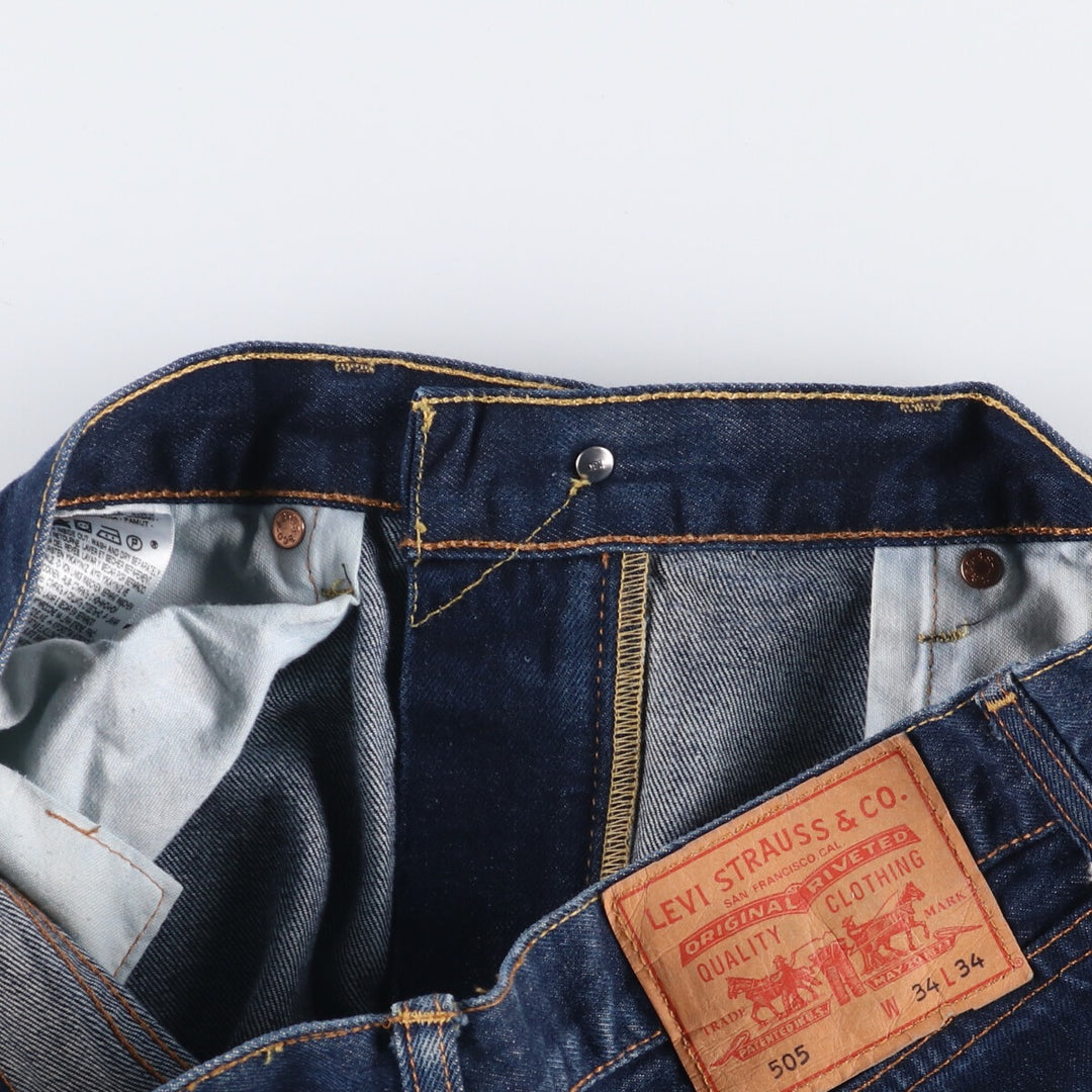 Levi's 505 tapered denim pants for men, size W34 cotton blue type Vintage Second Hand