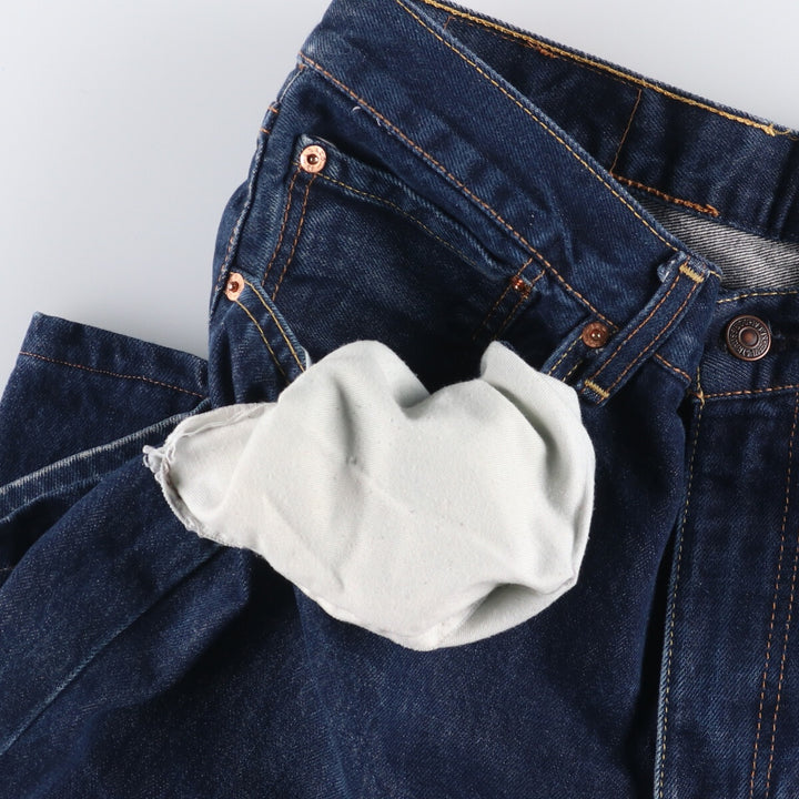 Levi's 505 tapered denim pants for men, size W34 cotton blue type Vintage Second Hand