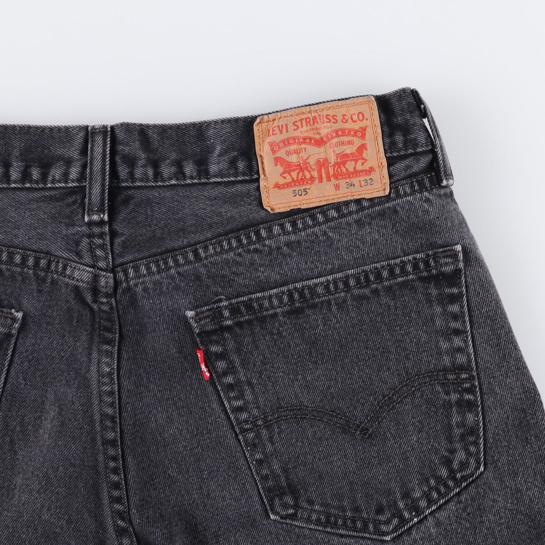 Levi's 505 Black Denim Tapered Denim Pants for Men, W34 equivalent cotton black type Vintage Second Hand