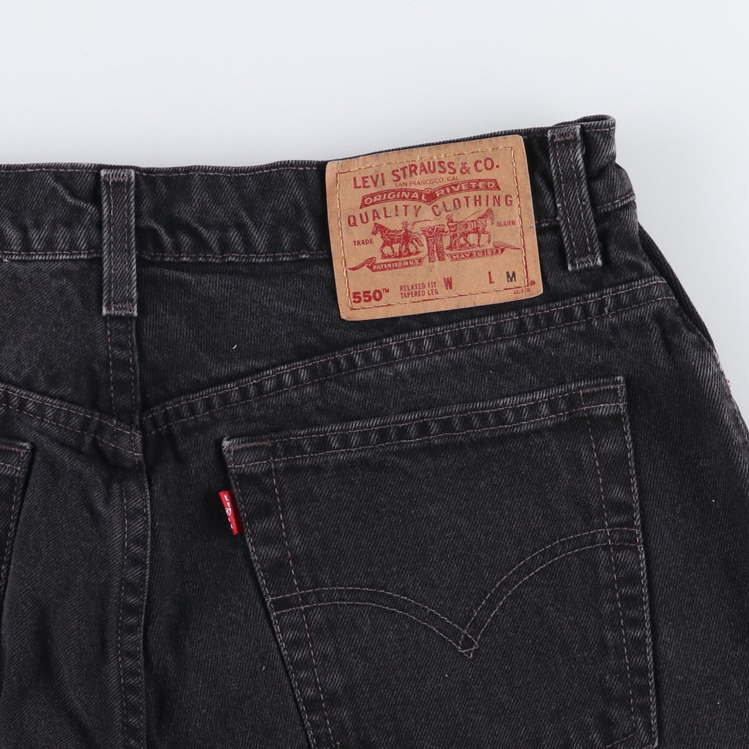 90'S Levi's 550 Relaxed Fit Tapered Leg Black Denim Pants, Women's XXL (W34) cotton black type Vintage Second Hand