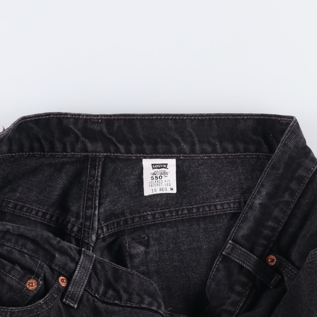 90'S Levi's 550 Relaxed Fit Tapered Leg Black Denim Pants, Women's XXL (W34) cotton black type Vintage Second Hand