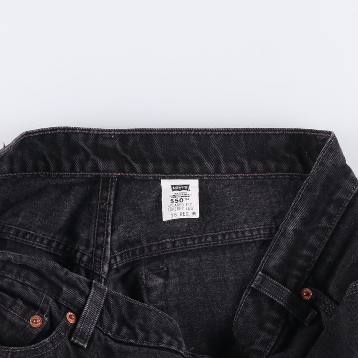 90'S Levi's 550 Relaxed Fit Tapered Leg Black Denim Pants, Women's XXL (W34) cotton black type Vintage Second Hand