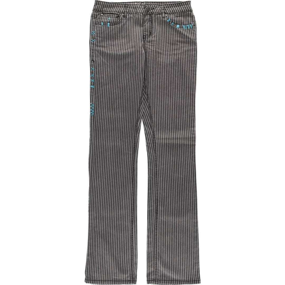 GYPSY SOULE Stripe Pattern Herringbone Bootcut Flare Pants, Women's XL (W31) cotton black type Vintage Second Hand