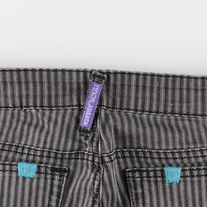 GYPSY SOULE Stripe Pattern Herringbone Bootcut Flare Pants, Women's XL (W31) cotton black type Vintage Second Hand