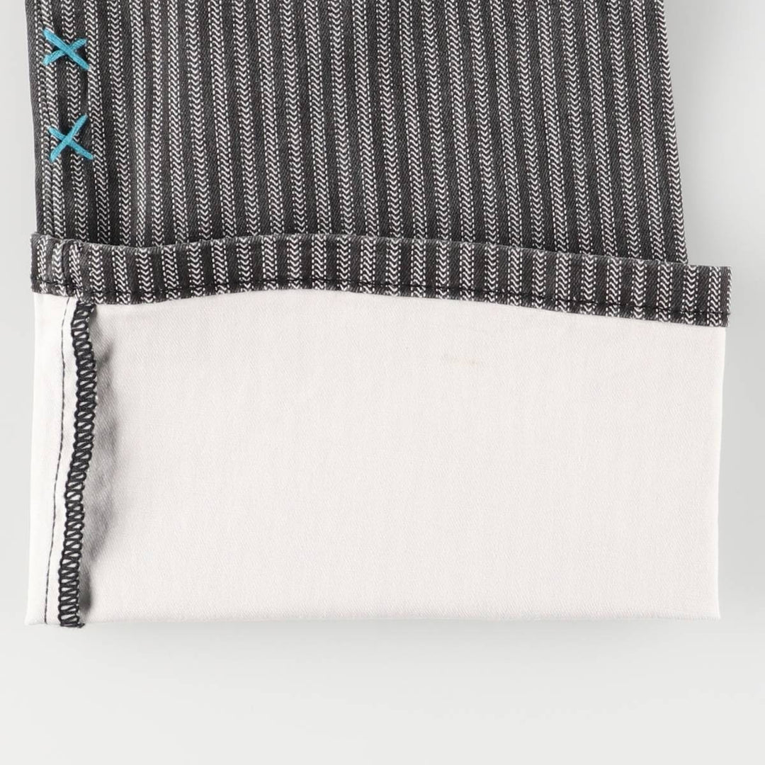 GYPSY SOULE Stripe Pattern Herringbone Bootcut Flare Pants, Women's XL (W31) cotton black type Vintage Second Hand